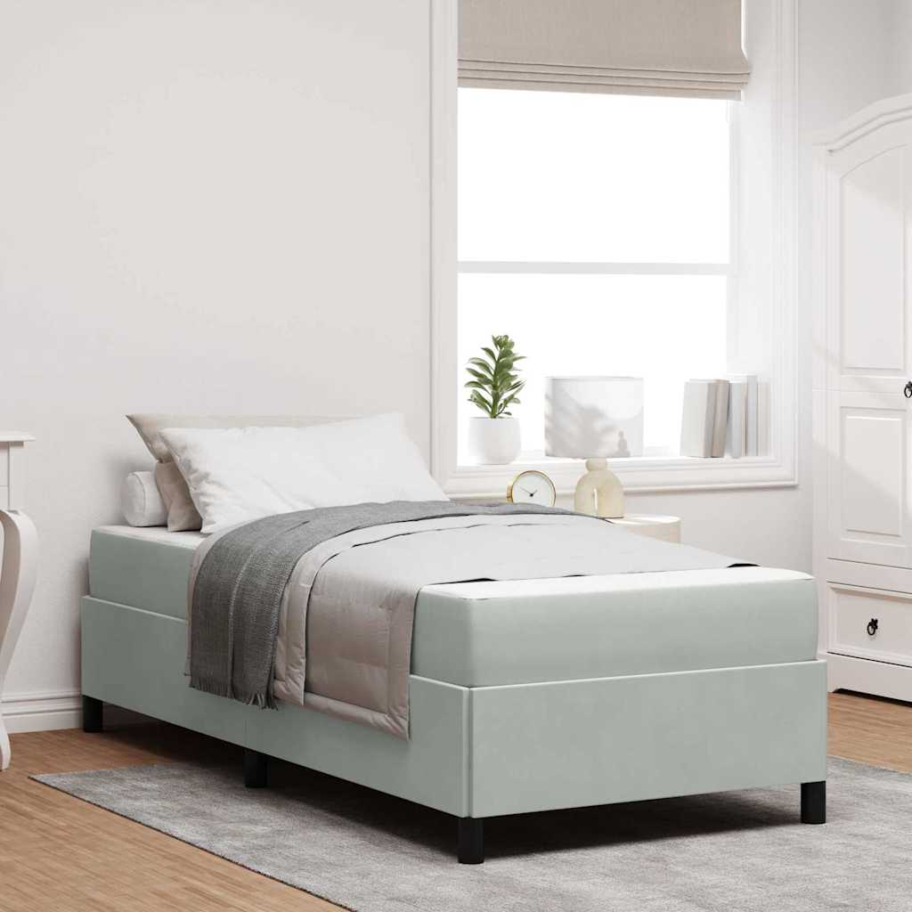 Estructura de cama con colchón Gris Claro 100 x 200 cm tela