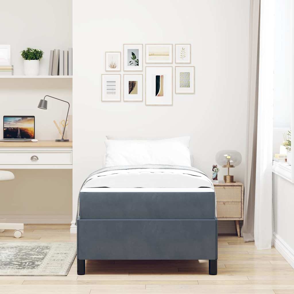 Estructura de cama con colchón Gris oscuro 100 x 200 cm tela