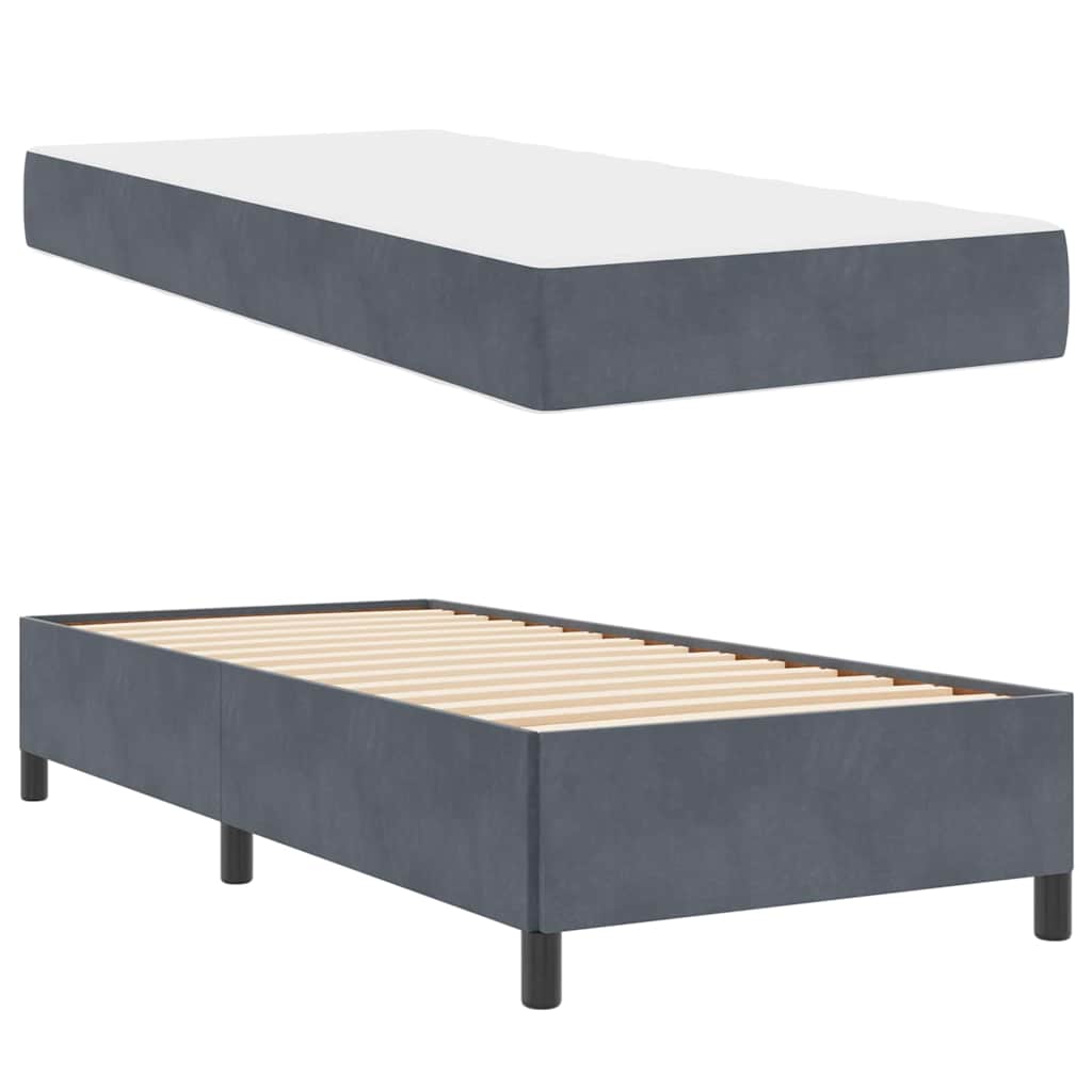 Estructura de cama con colchón Gris oscuro 100 x 200 cm tela