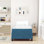 Estructura de cama con colchón Azul Oscuro 100 x 200 cm tela