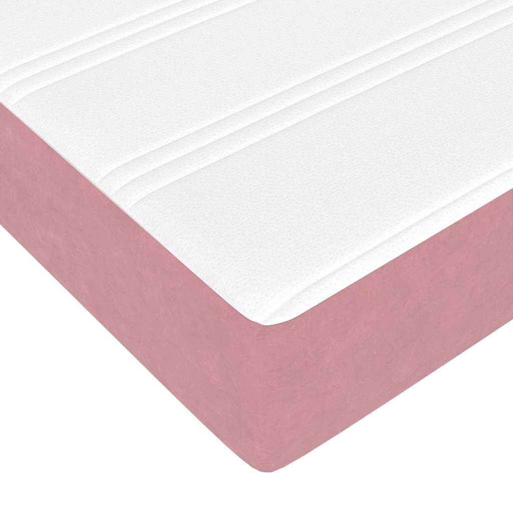 Estructura de cama con colchón Rosa 100 x 200 cm tela