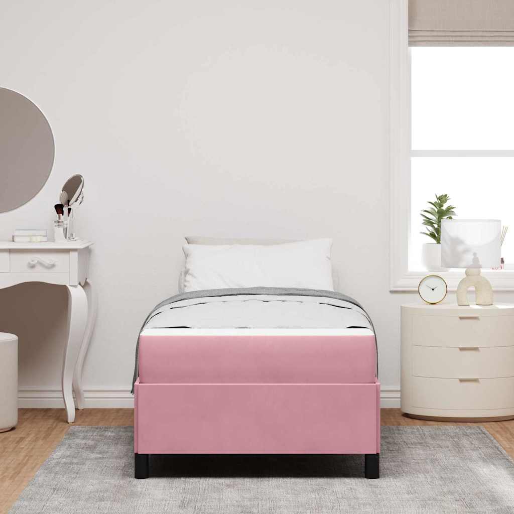 Estructura de cama con colchón Rosa 100 x 200 cm tela