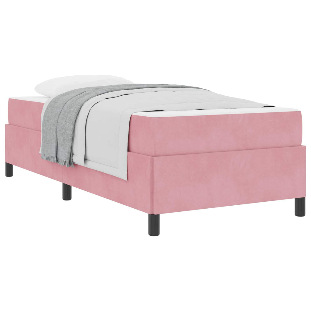 Estructura de cama con colchón Rosa 100 x 200 cm tela