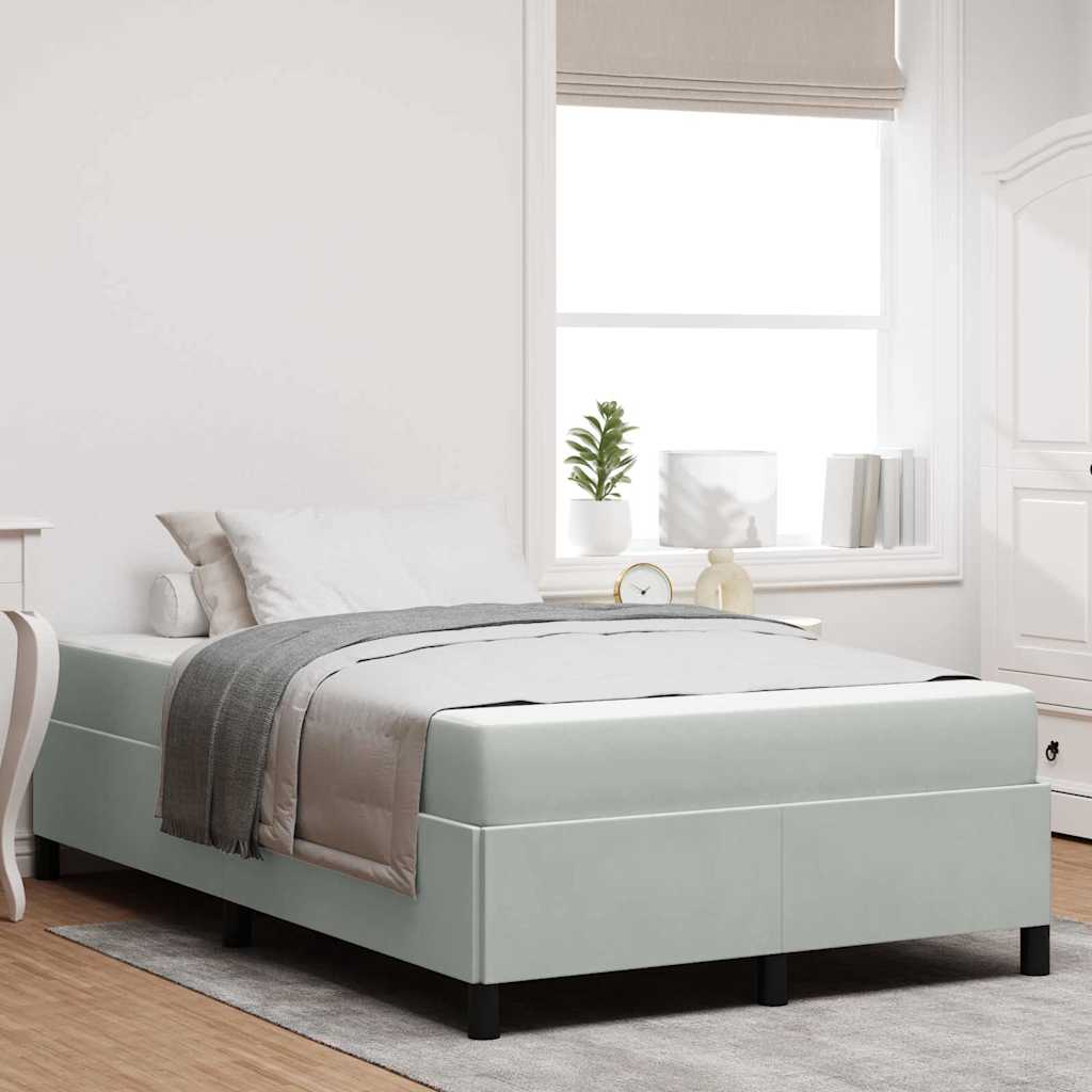 Estructura de cama con colchón Gris Claro 120 x 190 cm tela