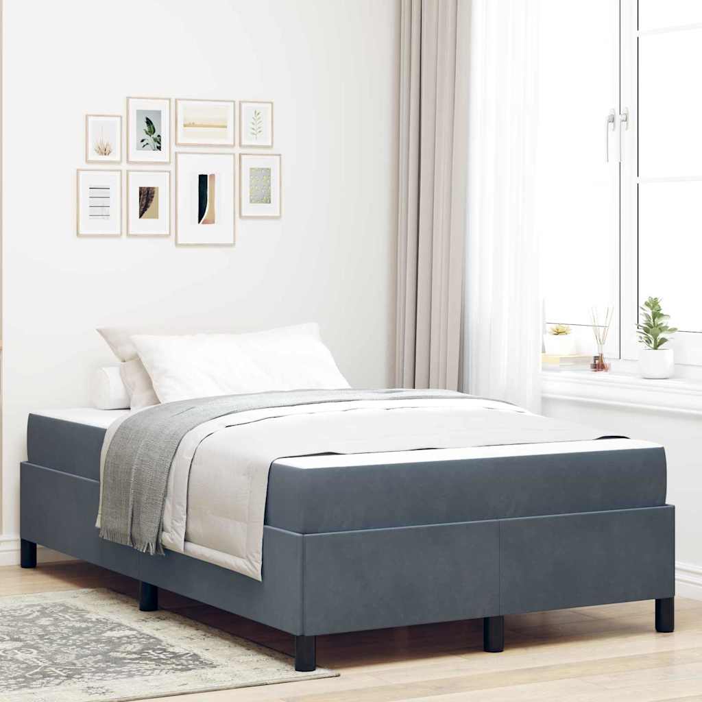 Estructura de cama con colchón Gris oscuro 120 x 190 cm tela
