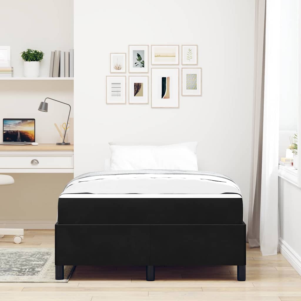 Estructura de cama con colchón Negro 120 x 190 cm tela