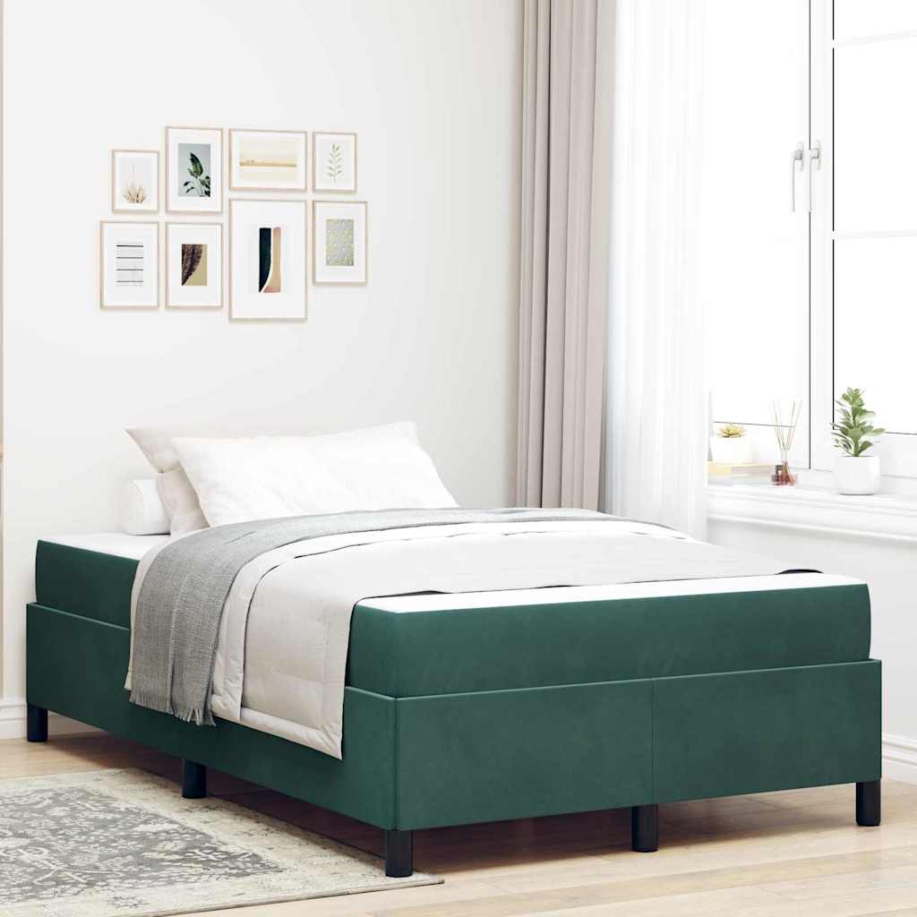 Estrutura de cama com colchão Verde-escuro 100 x 200 cm tecido