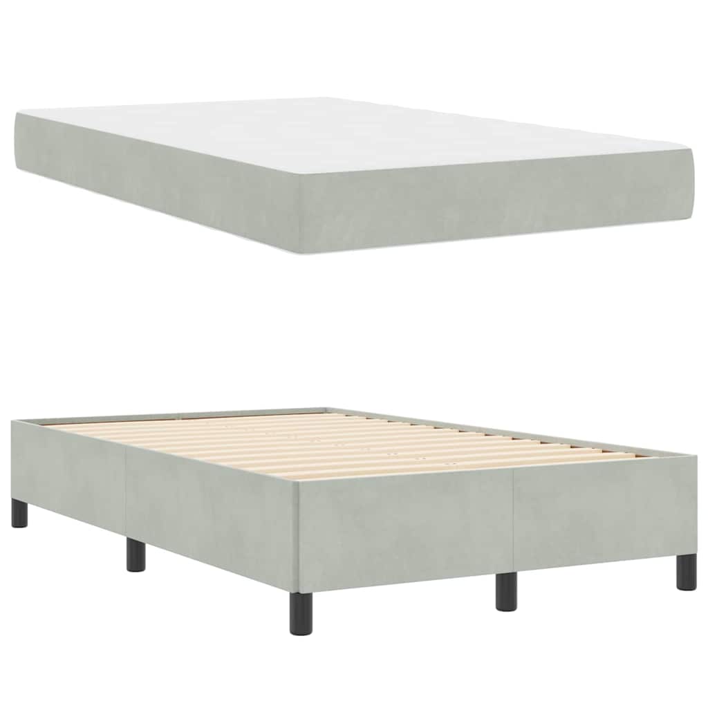Estructura de cama con colchón Gris Claro 120 x 200 cm tela