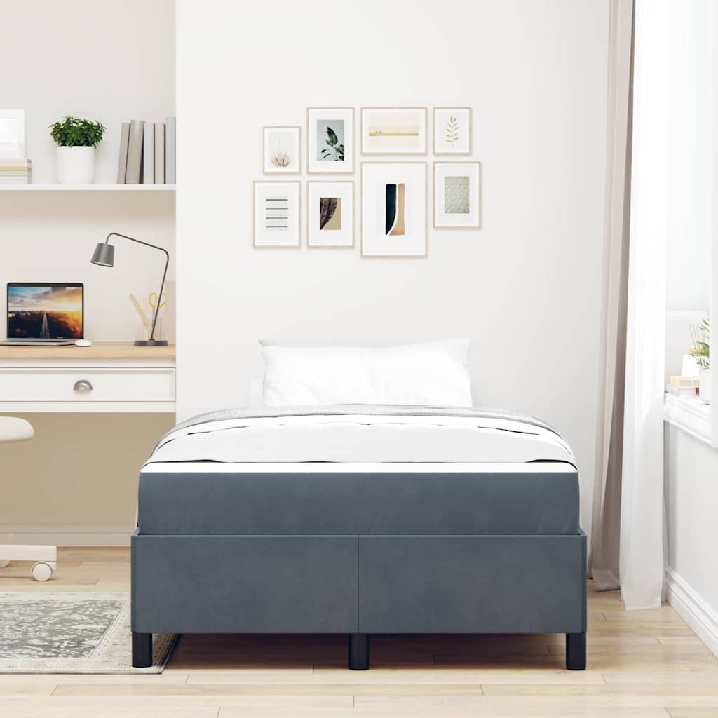 Estructura de cama con colchón Gris oscuro 120 x 200 cm tela