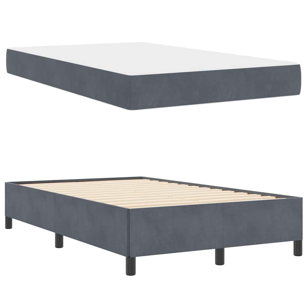Estructura de cama con colchón Gris oscuro 120 x 200 cm tela