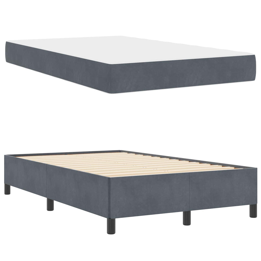 Estructura de cama con colchón Gris oscuro 120 x 200 cm tela