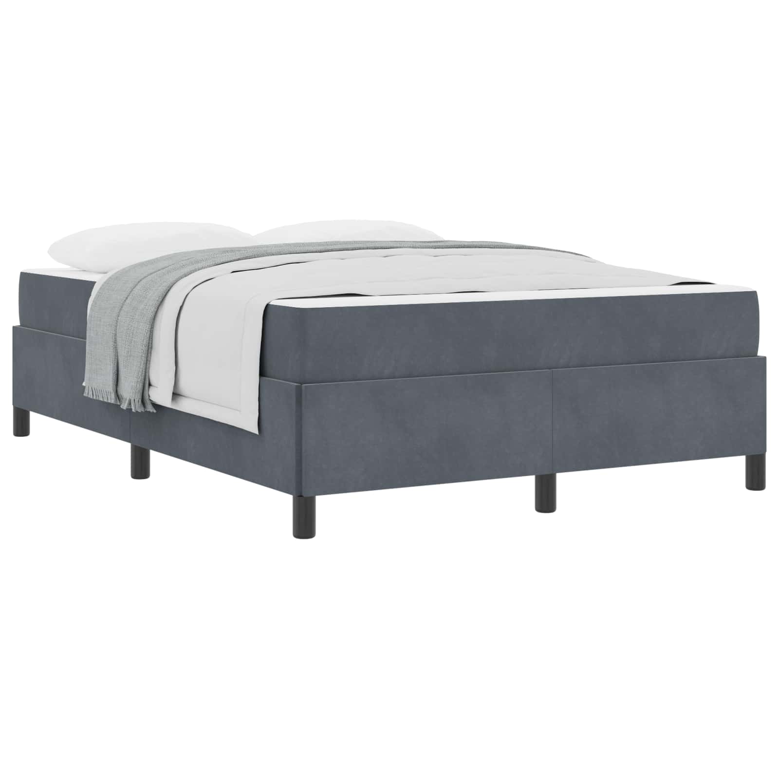 Estructura de cama con colchón Gris oscuro 140 x 190 cm tela