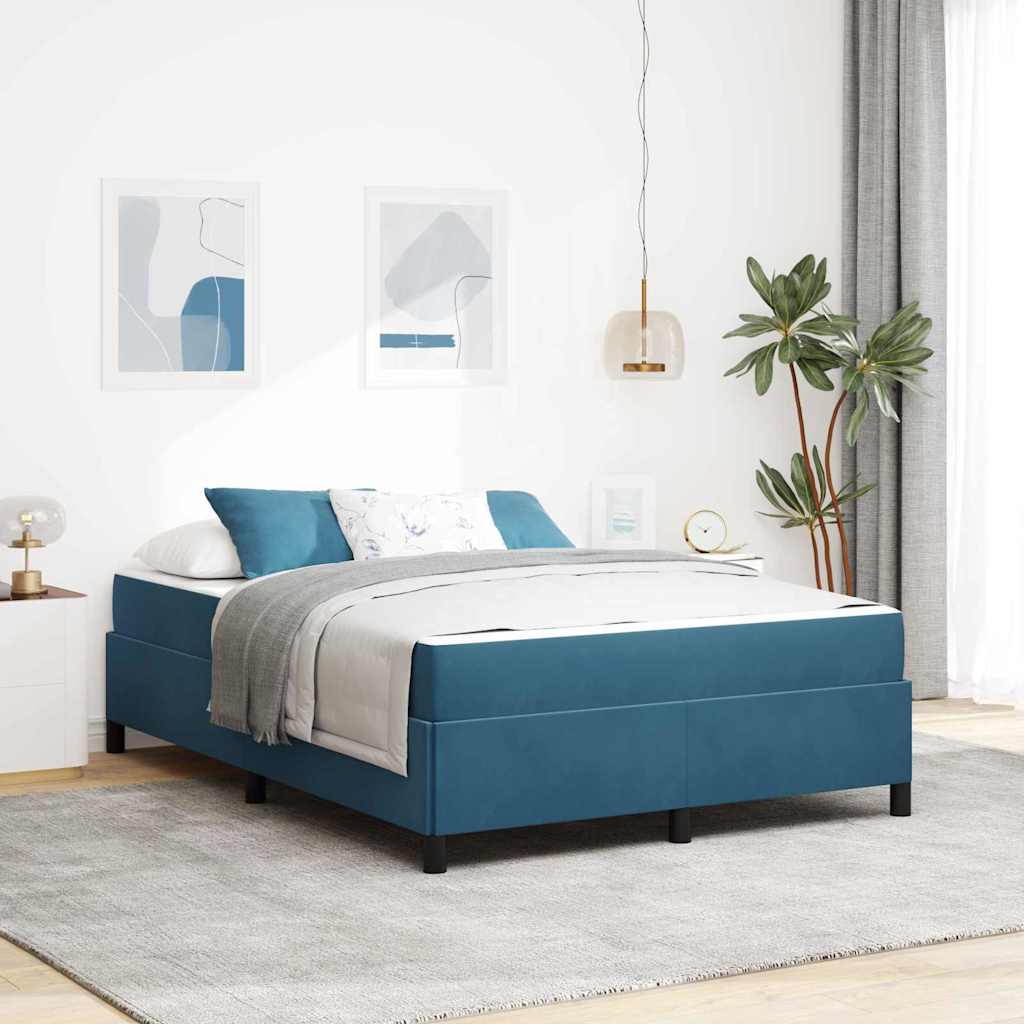 Estructura de cama con colchón Azul Oscuro 100 x 200 cm tela
