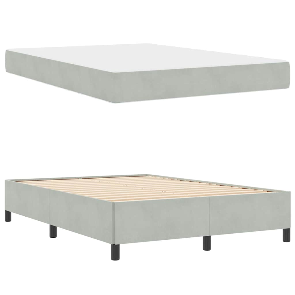 Estructura de cama con colchón Gris Claro 140 x 200 cm tela