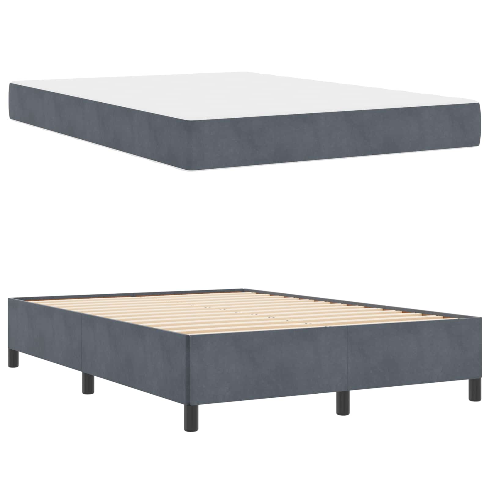 Estructura de cama con colchón Gris oscuro 140 x 200 cm tela