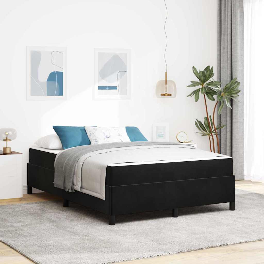 Estrutura de Cama com Colchão Preto 140 x 190 cm Tecido