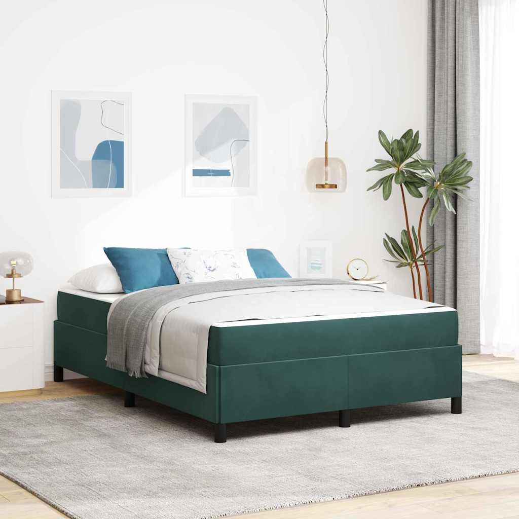 Estrutura de cama com colchão Verde-escuro 100 x 200 cm tecido