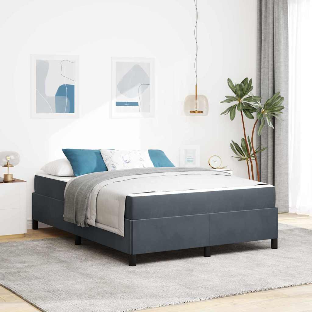 Estructura de cama con colchón Gris oscuro 160 x 200 cm tela