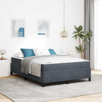 Estructura de cama con colchón Gris oscuro 160 x 200 cm tela