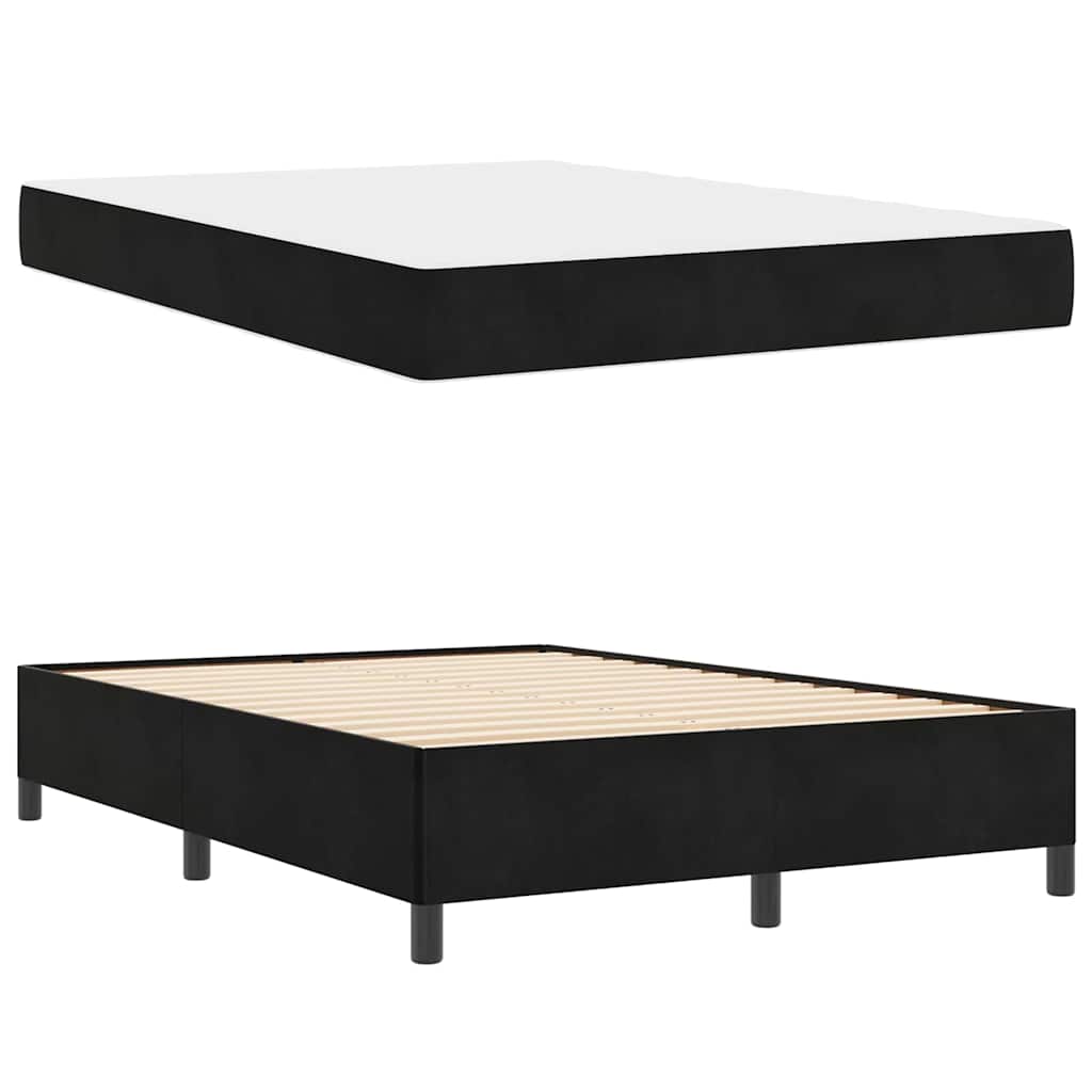 Estructura de cama con colchón Negro 160 x 200 cm tela