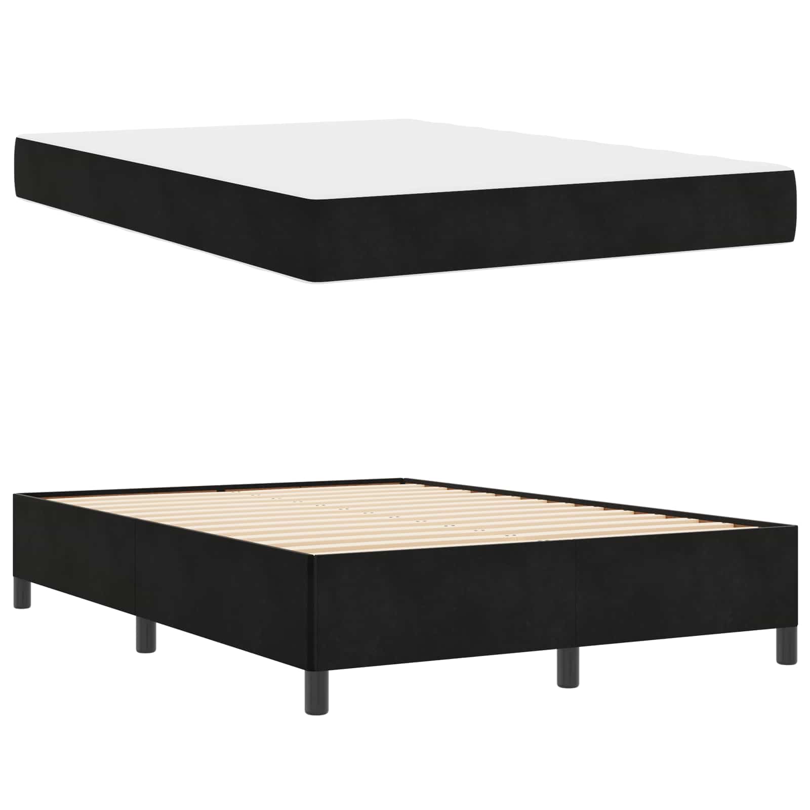 Estructura de cama con colchón Negro 160 x 200 cm tela
