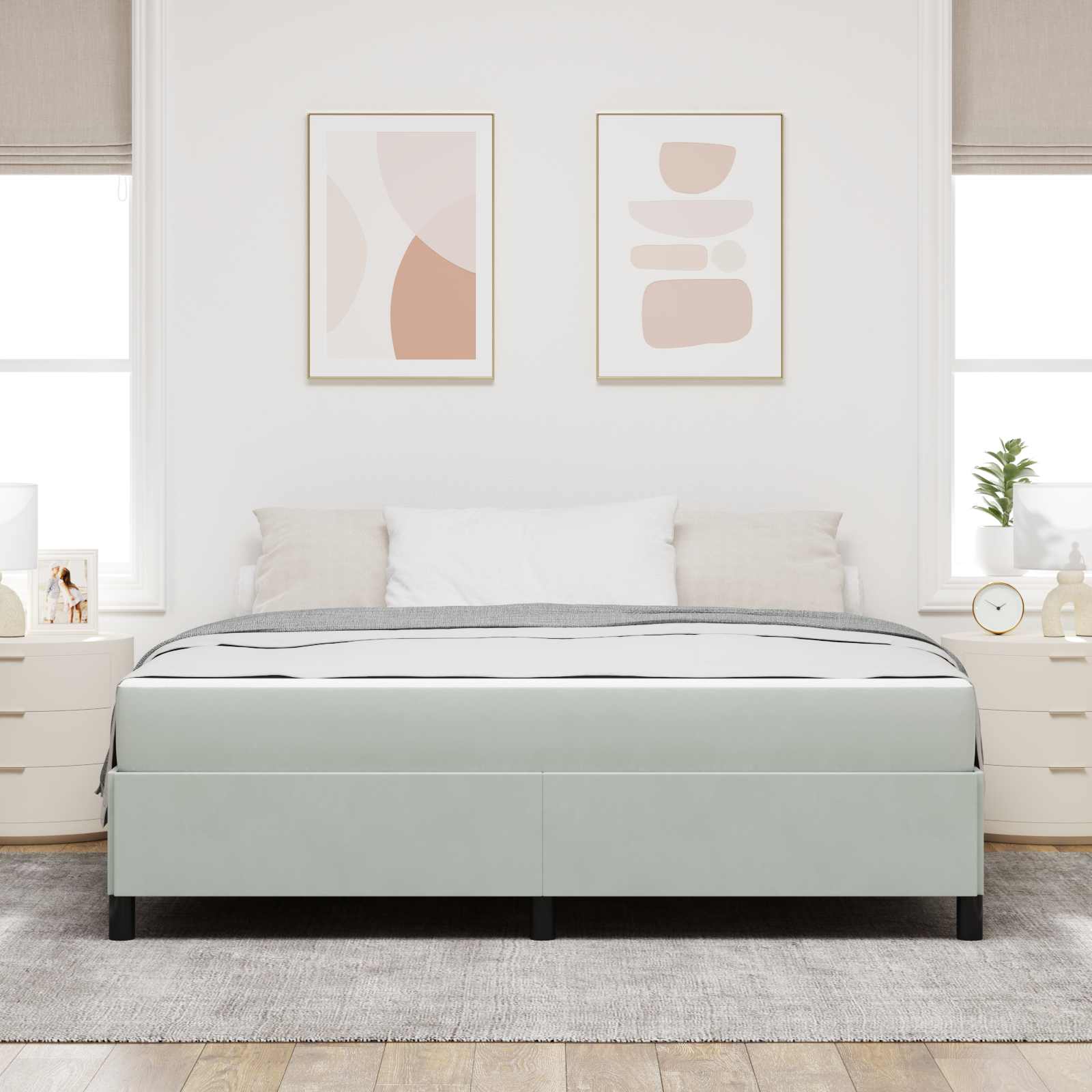 Estructura de cama con colchón Gris Claro 180 x 200 cm tela