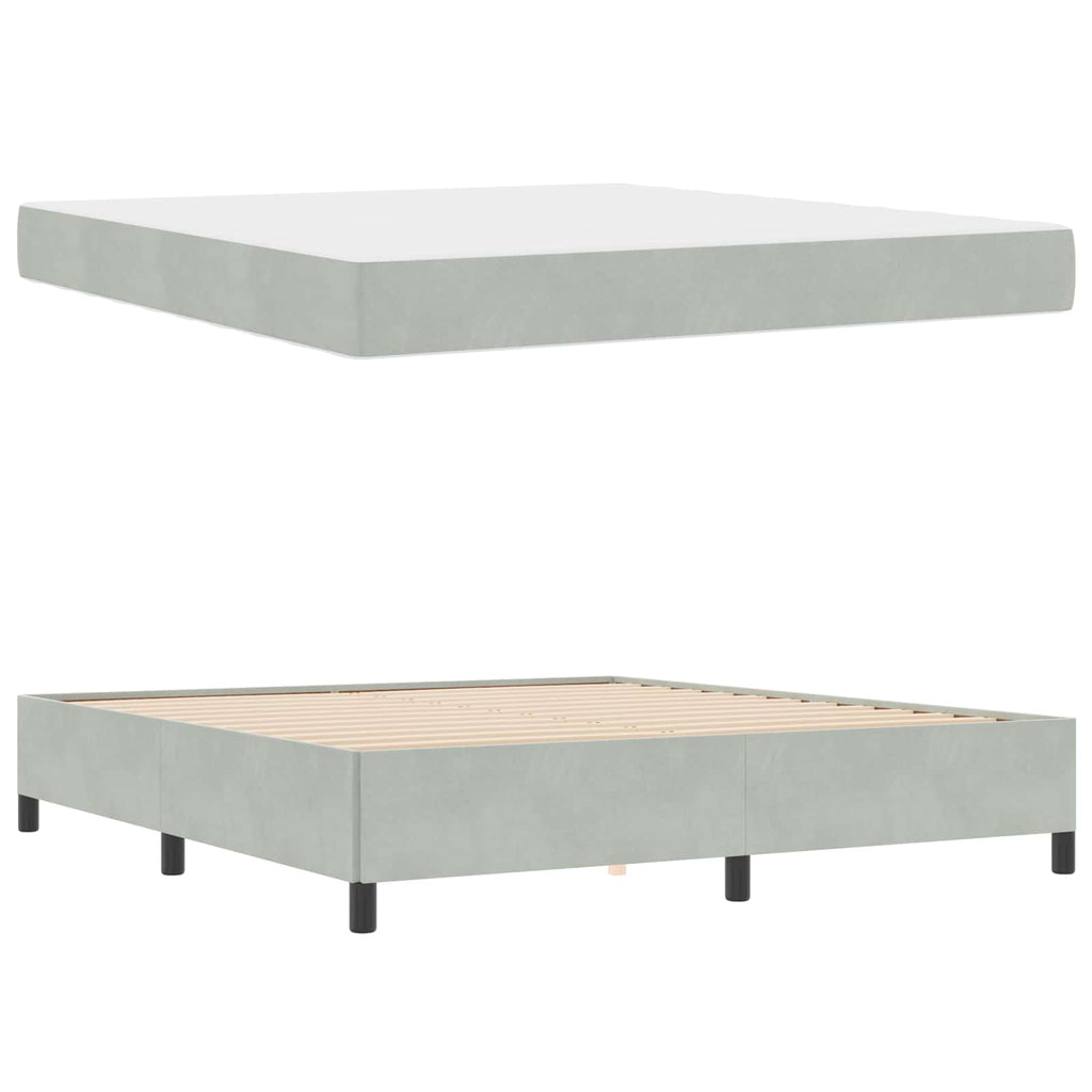 Estructura de cama con colchón Gris Claro 180 x 200 cm tela