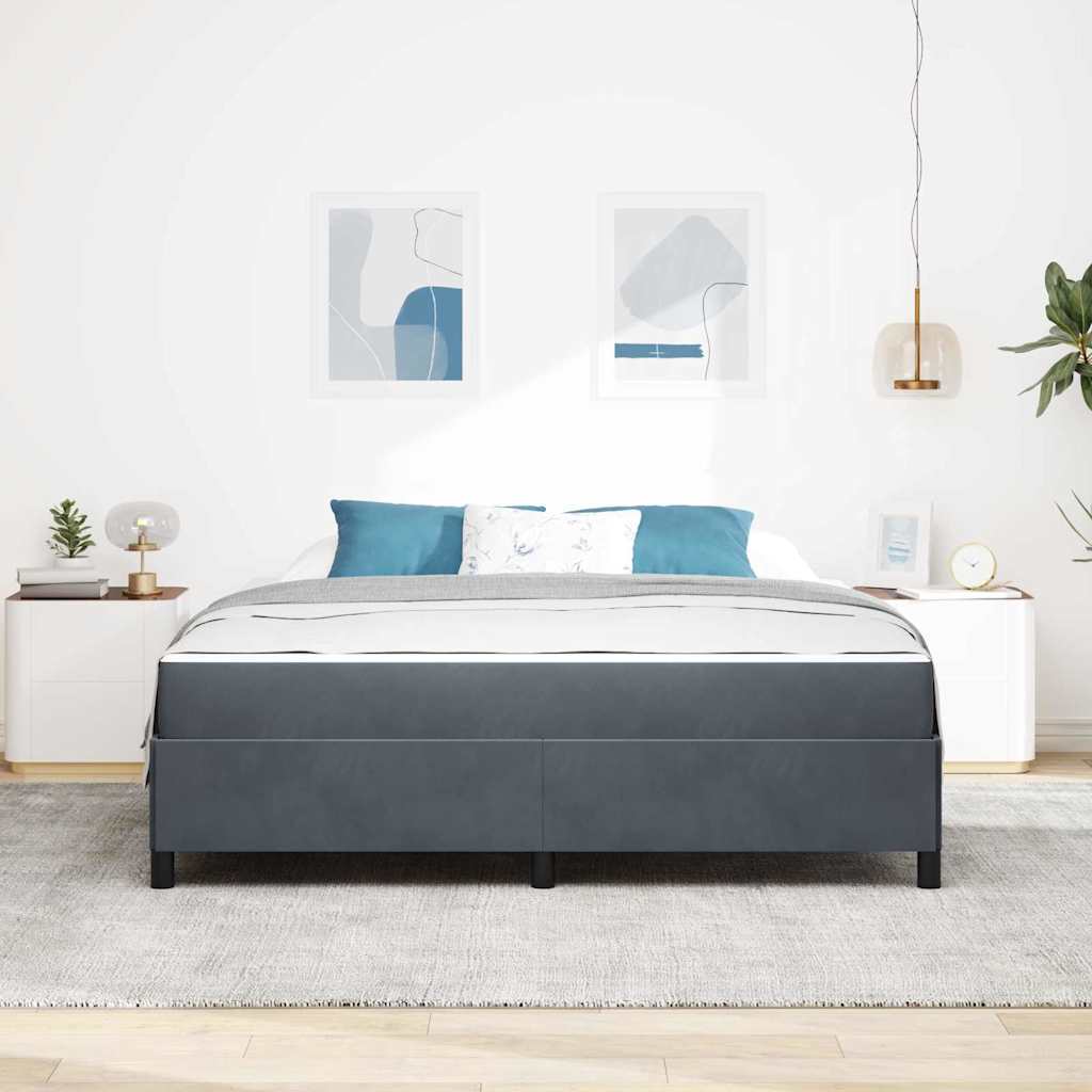 Estructura de cama con colchón Gris oscuro 180 x 200 cm tela