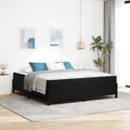 Estructura de cama con colchón Negro 180 x 200 cm tela