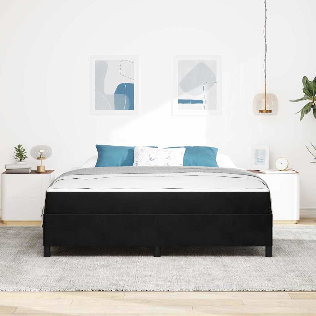 Estructura de cama con colchón Negro 180 x 200 cm tela