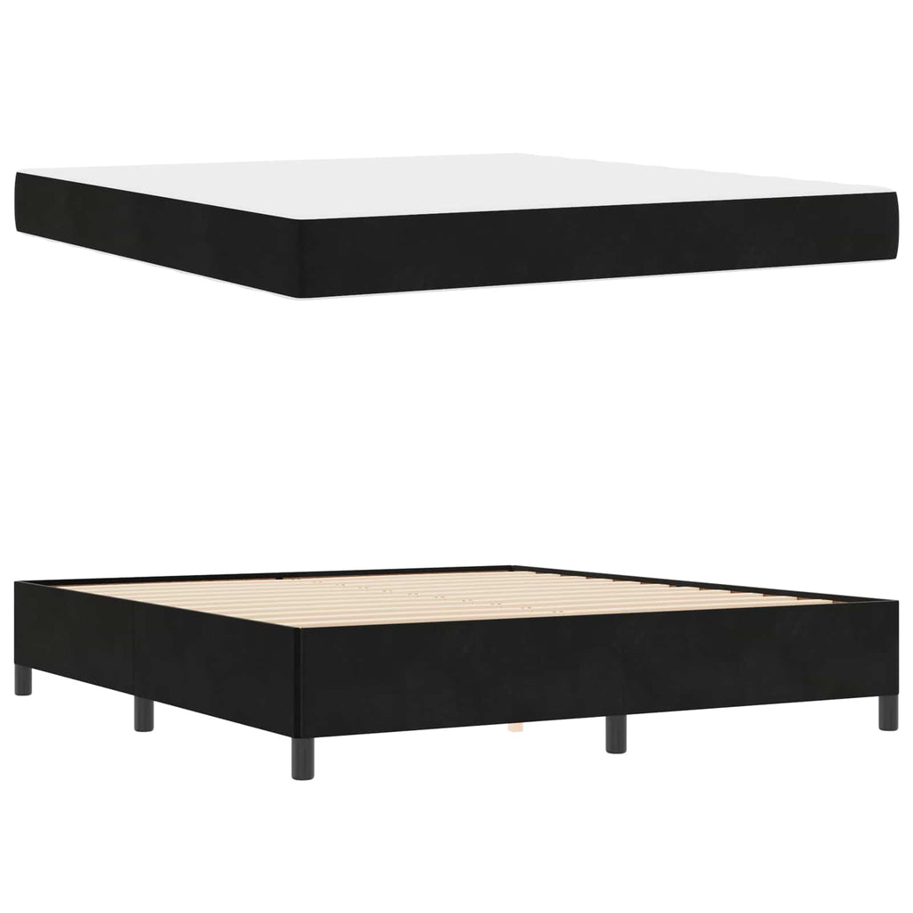 Estructura de cama con colchón Negro 180 x 200 cm tela