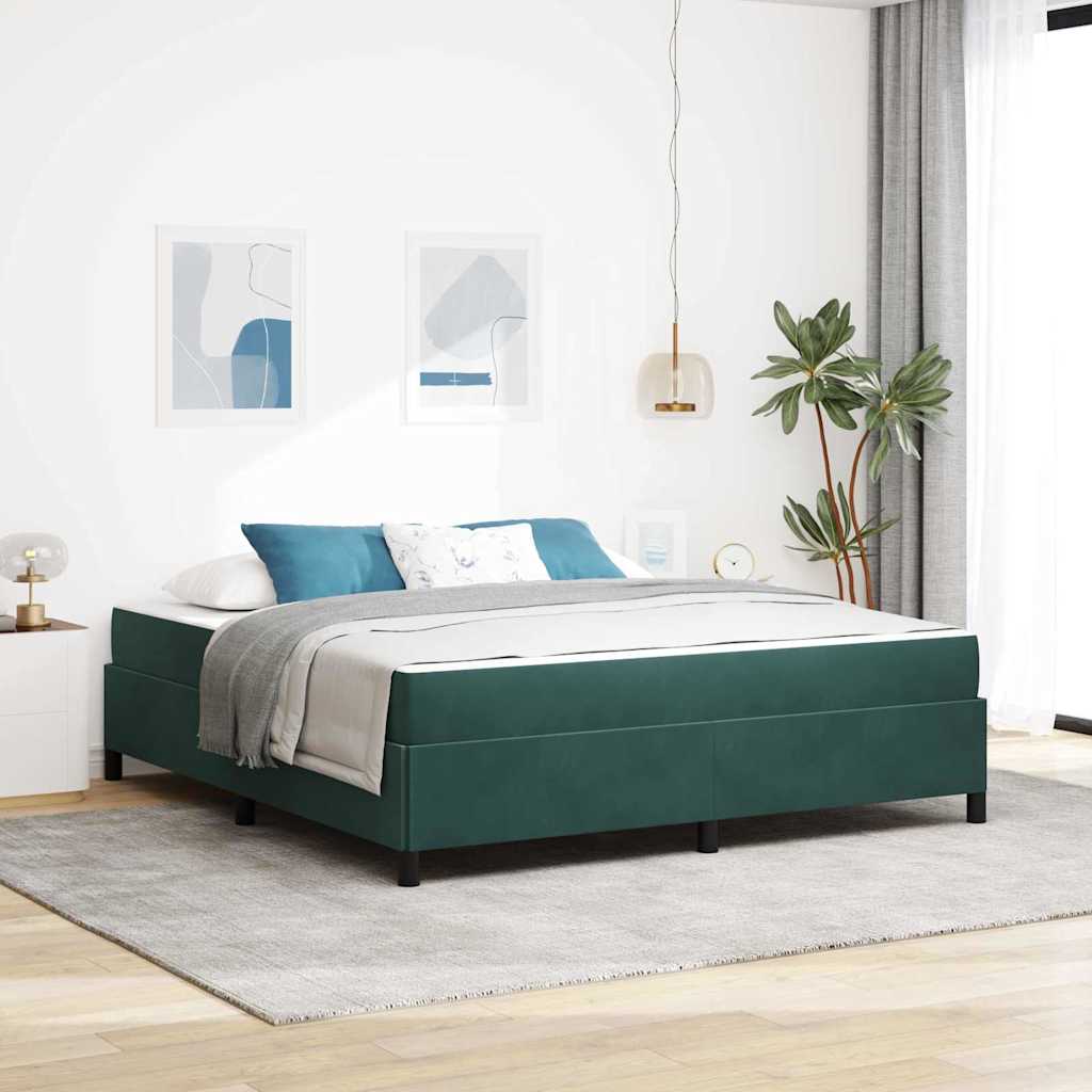 Estrutura de cama com colchão Verde-escuro 100 x 200 cm tecido