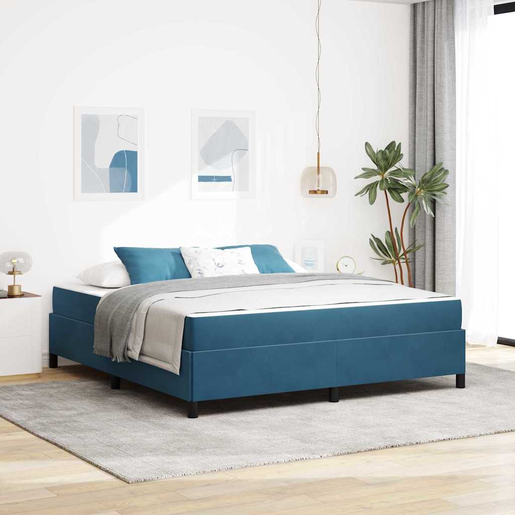 Estructura de cama con colchón Azul Oscuro 100 x 200 cm tela