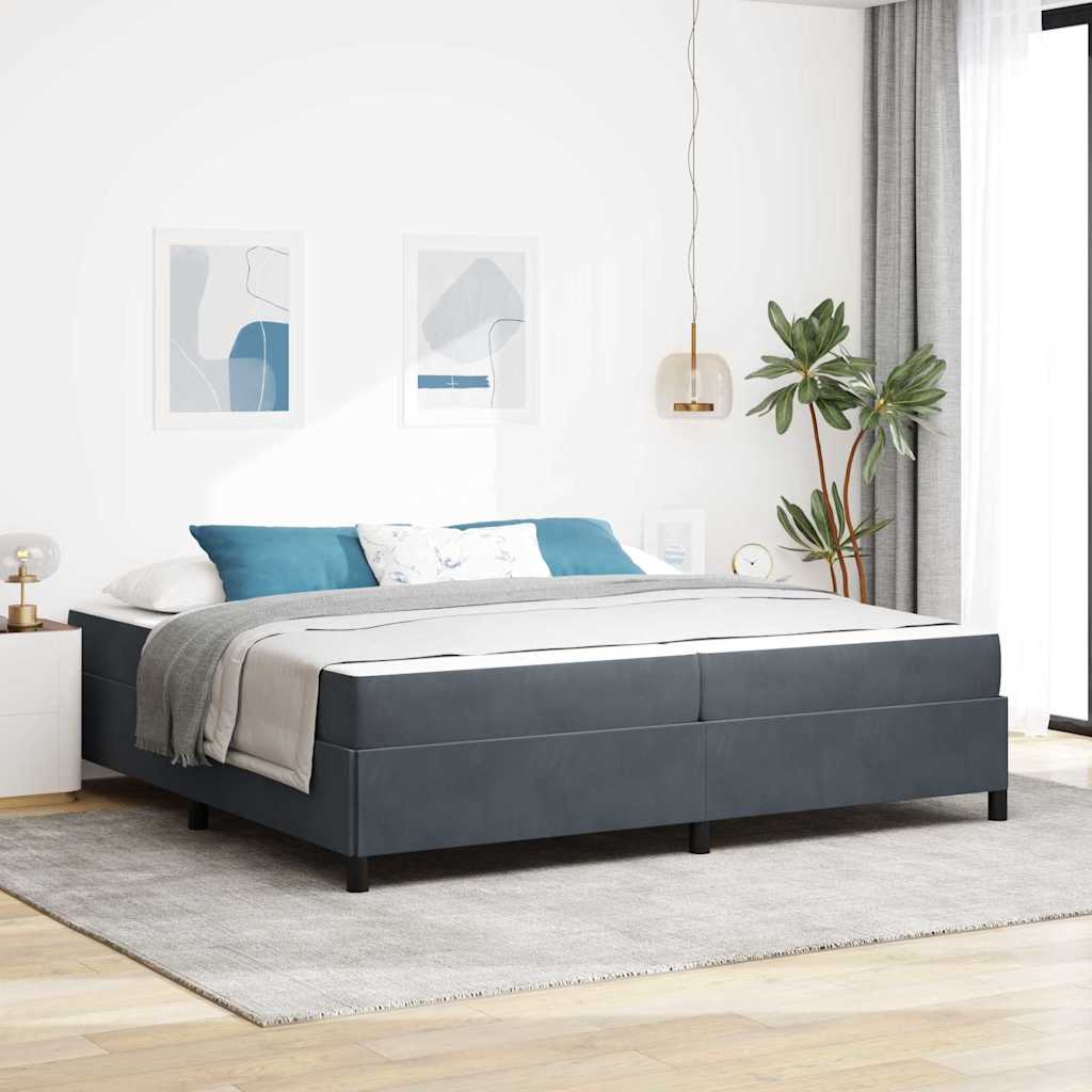 Estructura de cama con colchón Gris oscuro 200 x 200 cm tela