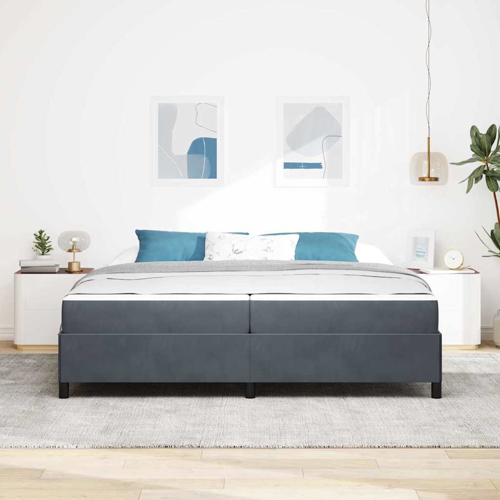 Estructura de cama con colchón Gris oscuro 200 x 200 cm tela