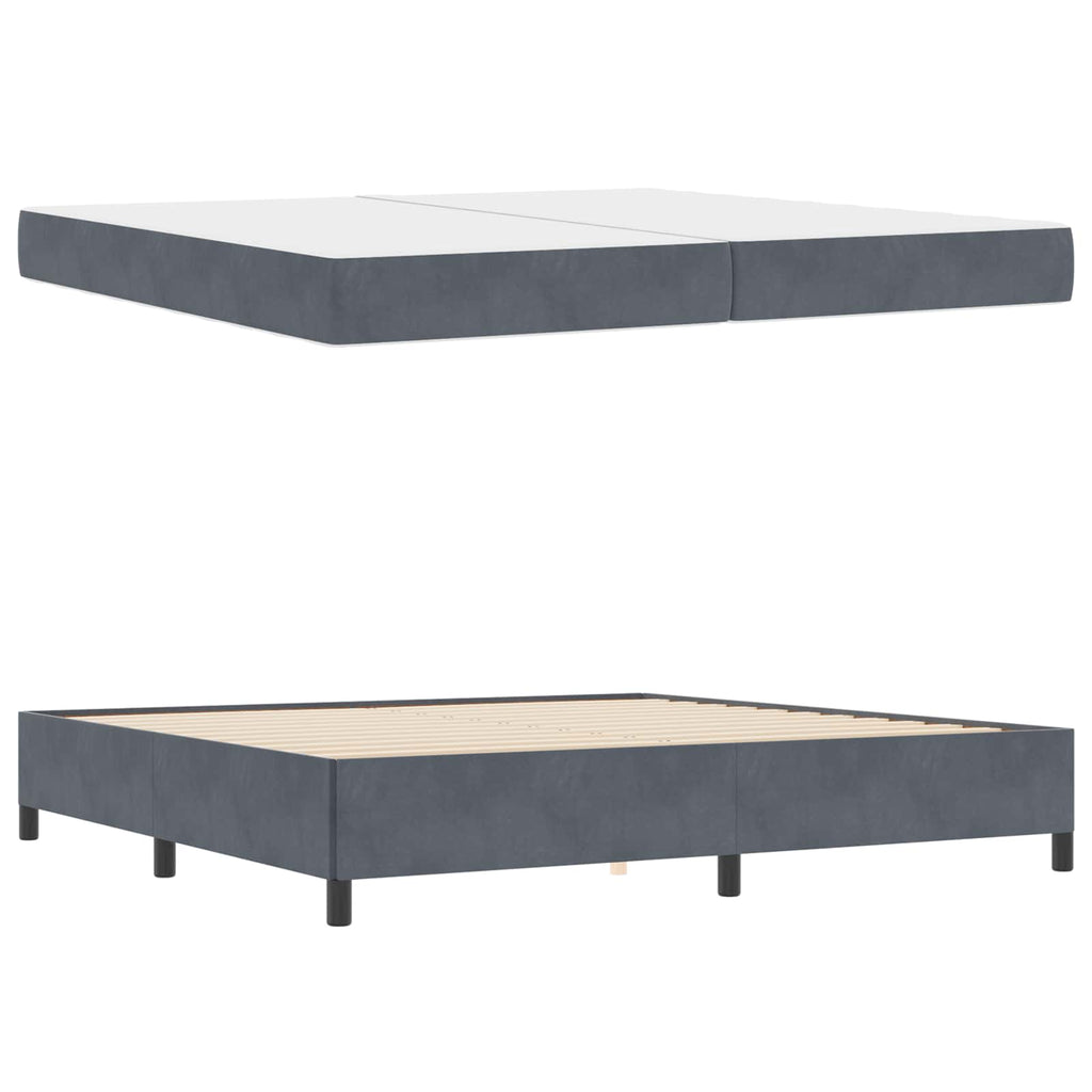 Estructura de cama con colchón Gris oscuro 200 x 200 cm tela