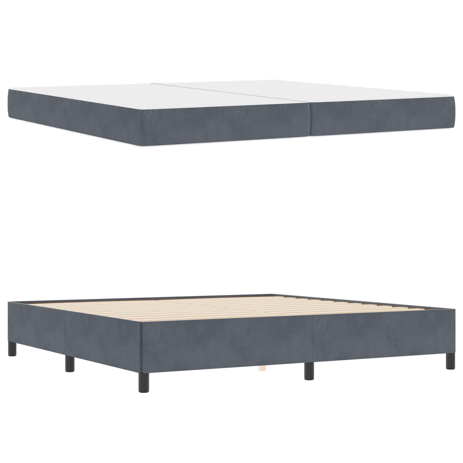 Estructura de cama con colchón Gris oscuro 200 x 200 cm tela
