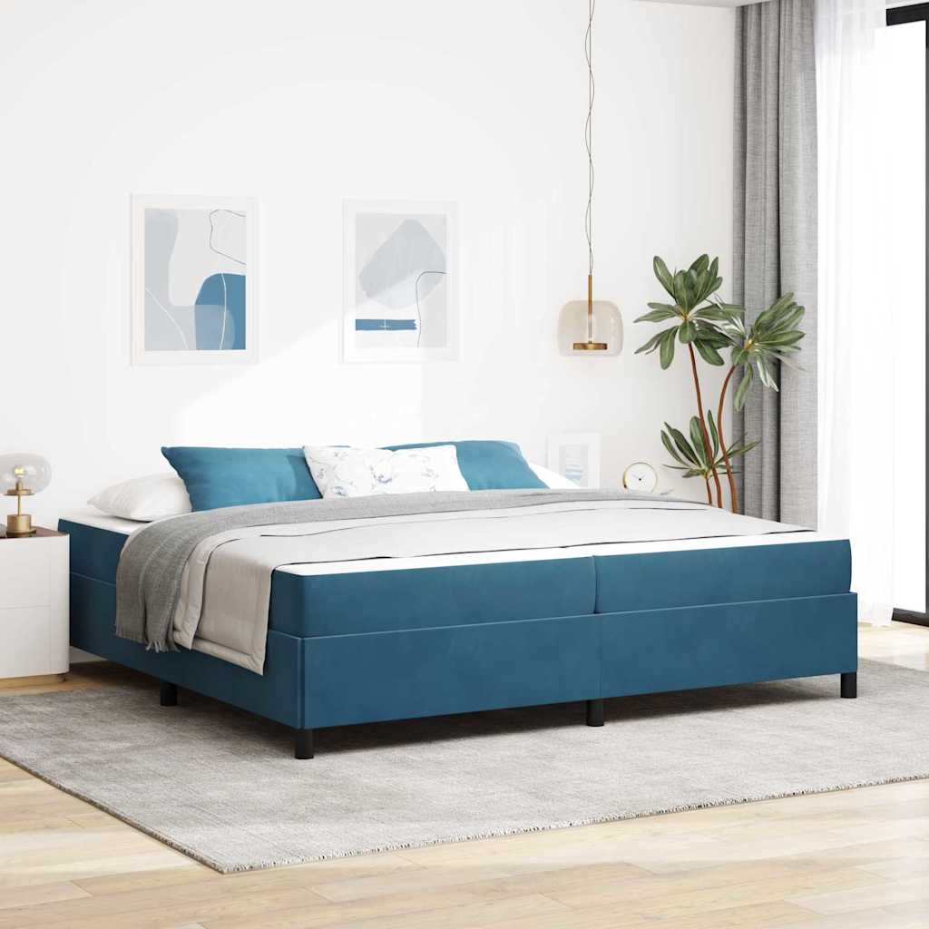 Estructura de cama con colchón Azul Oscuro 100 x 200 cm tela
