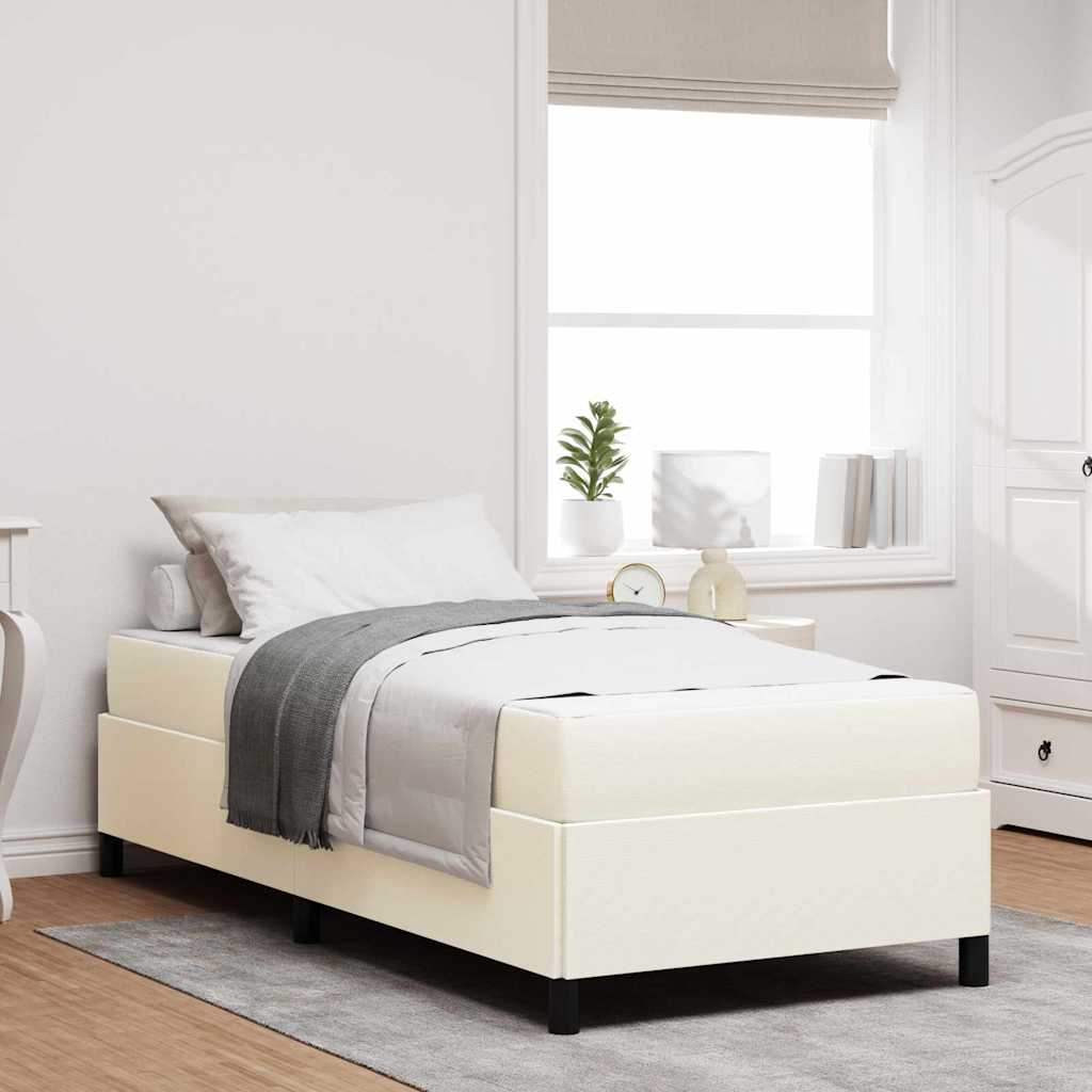 Estructura de cama con colchón Crema 80 x 200 cm tela