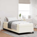 Estructura de cama con colchón Crema 90 x 190 cm tela