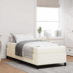 Estructura de cama con colchón Crema 90 x 200 cm tela