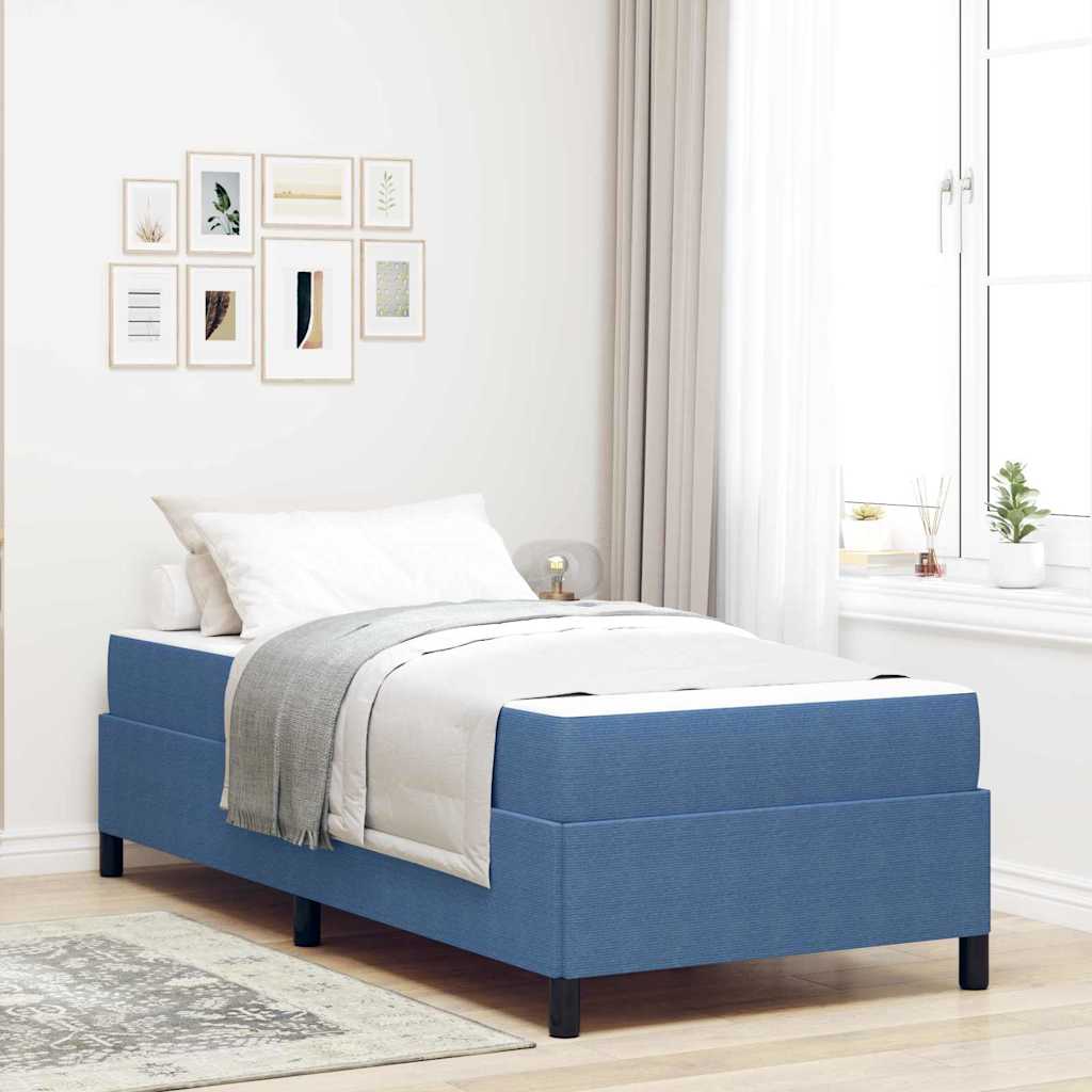Estructura de cama con colchón Azul 100 x 200 cm tela