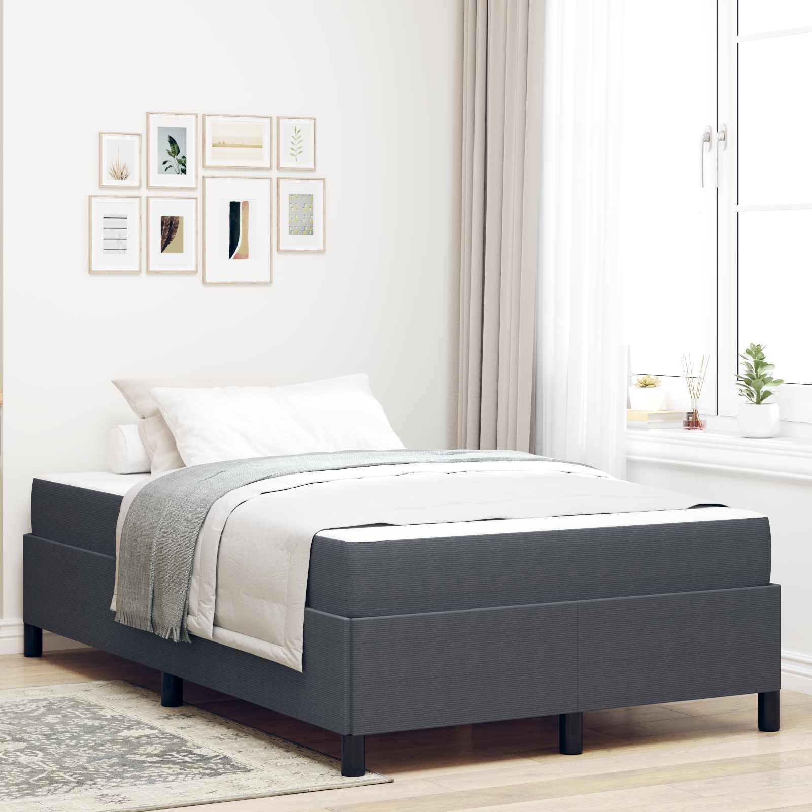 Estructura de cama con colchón Gris oscuro 120 x 190 cm tela