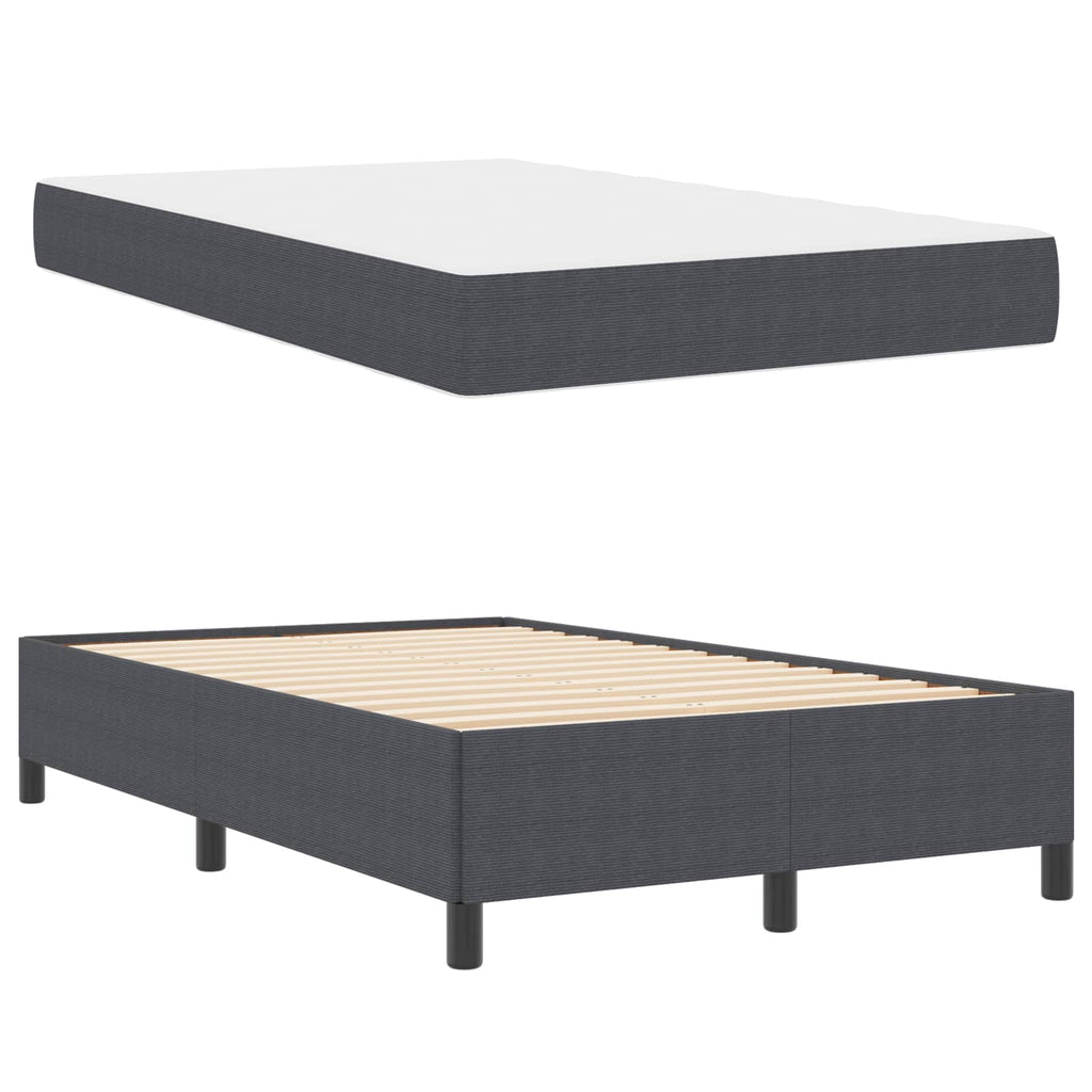 Estructura de cama con colchón Gris oscuro 120 x 190 cm tela