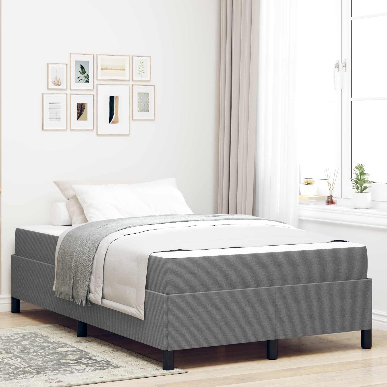 Estructura de cama con colchón Gris Claro 120 x 200 cm tela