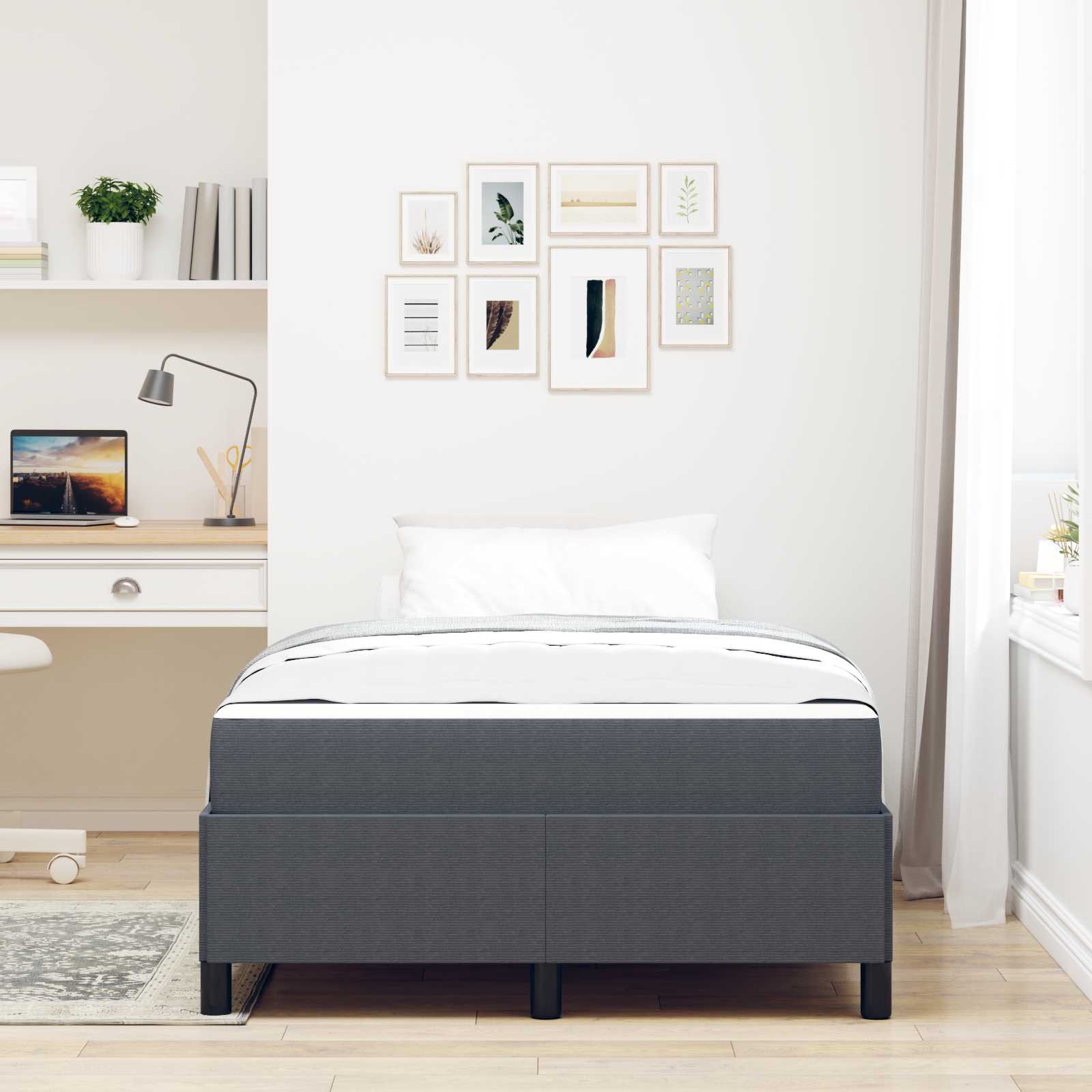 Estructura de cama con colchón Gris oscuro 120 x 200 cm tela