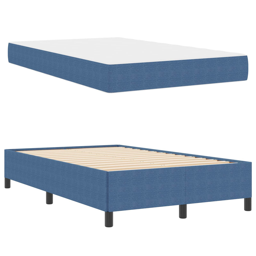 Estructura de cama con colchón Azul 120 x 200 cm tela