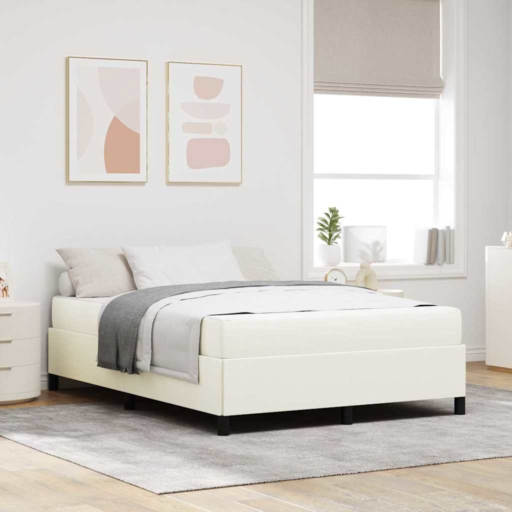 Estructura de cama con colchón Crema 140 x 190 cm tela