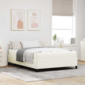 Estructura de cama con colchón Crema 140 x 190 cm tela