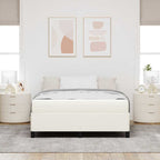 Estructura de cama con colchón Crema 140 x 190 cm tela